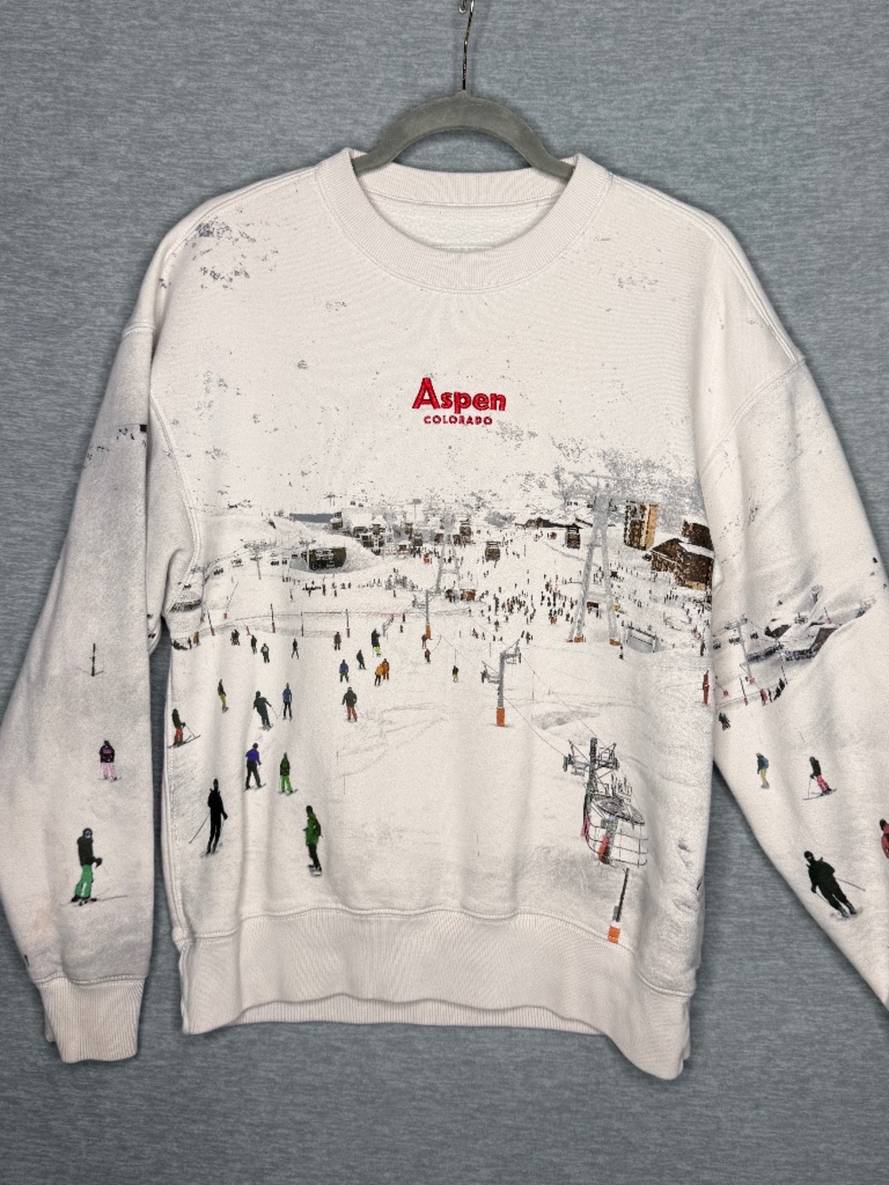 Abercrombie & Fitch Aspen Colorado Ski Graphic Sweatshirt XS Cream Après Ski